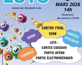 Affiche du loto du twirling reprenant toutes les informations nécessaires.