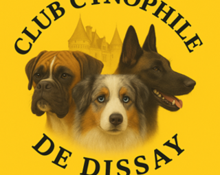 Visuel du club cynophile présentant un dessin de trois têtes de chiens de races différentes