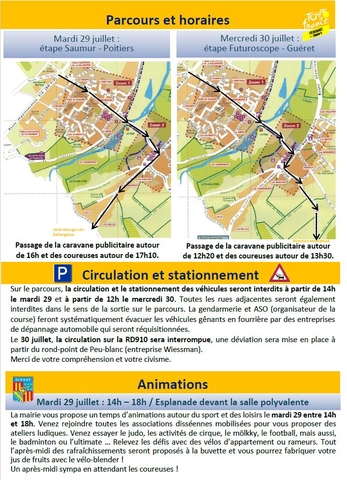 Flyer pour le passage du Tour de France cycliste Femmes