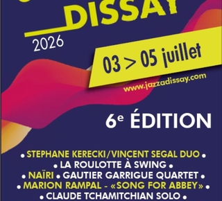 Affiche du festival comportant les noms des artistes présents à Jazz à Dissay