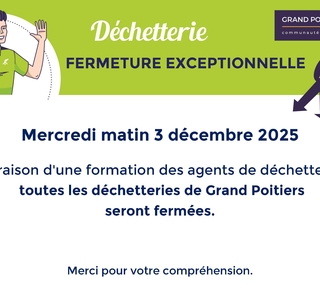 Affiche annonçant la fermeture des déchetteries le 3 décembre 2025