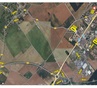 Vue sattelite du lieu avec les indications des déviations qui seront mises en place