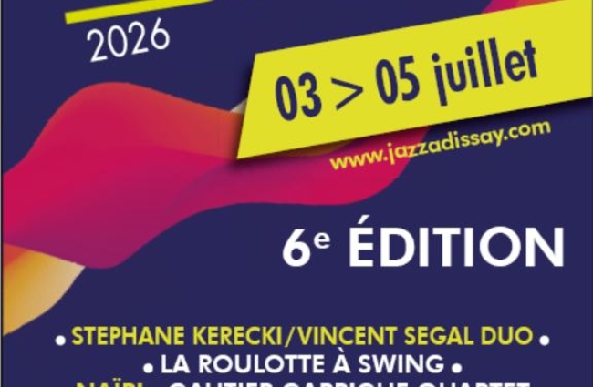 Affiche du festival comportant les noms des artistes présents à Jazz à Dissay