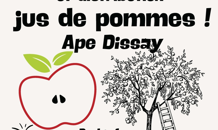Affiche de la distribution du jus de pomme de l'APE