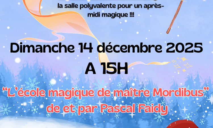Affiche du spectacle comportant le dessin d'un père Noël