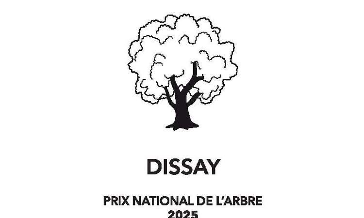 Visuel représentant un arbre sur fond blanc pour le prix national de l'abre 2025 reçu par la commune de Dissay
